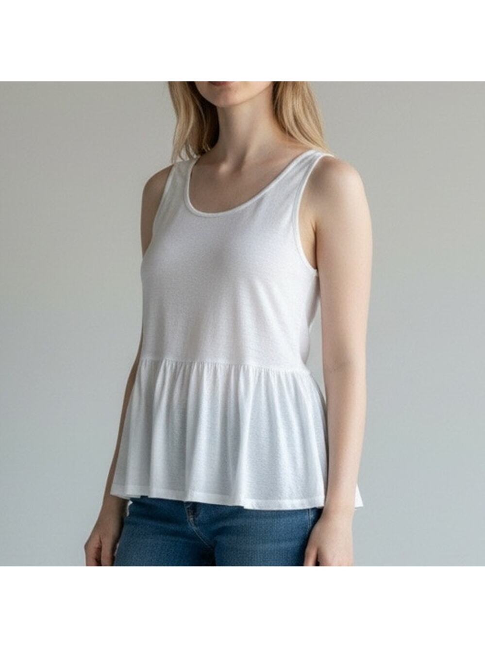 Freebird White Layered Tank Top Keyhole Tie Back Sleeveless Boho Sz Small